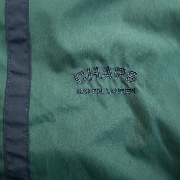 Chaps Ralph Lauren Vintage 90s Hunter Green Hooded Windbreaker Rain Anorak Sz LG - Picture 2 of 9